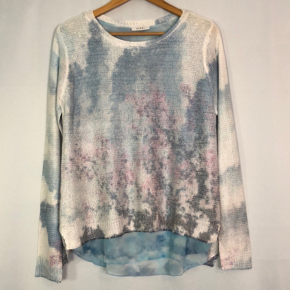 SIONI Women Long Sleeve Chiffon Blues Sweater Size M
